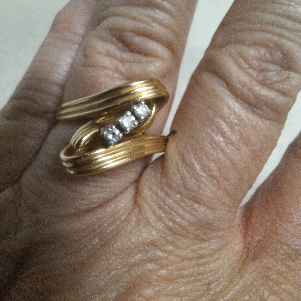 Vintage  14 K White Diamond  Ring, Read Description